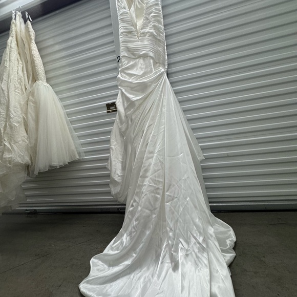 Madison Collection Ivory Satin Wedding Gown – Style 5519 – Size 8 – Corset Back - Picture 10 of 15